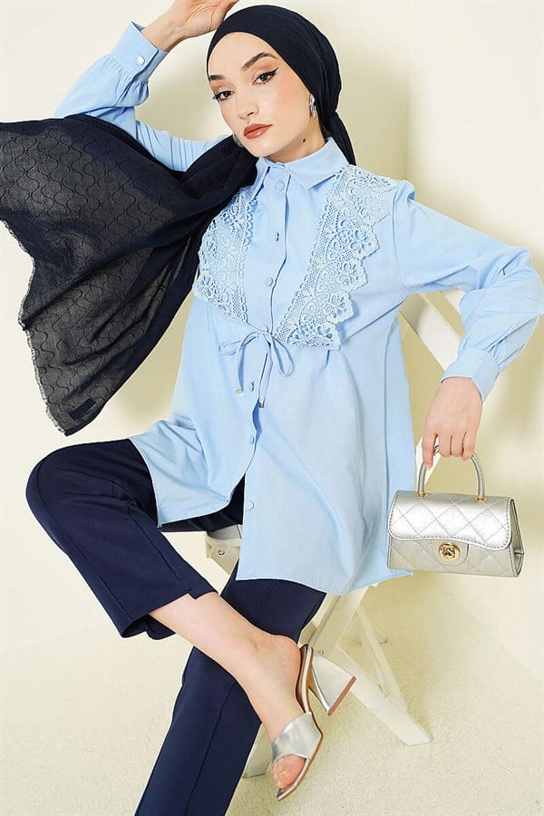 Lace-up Shirt, Blue