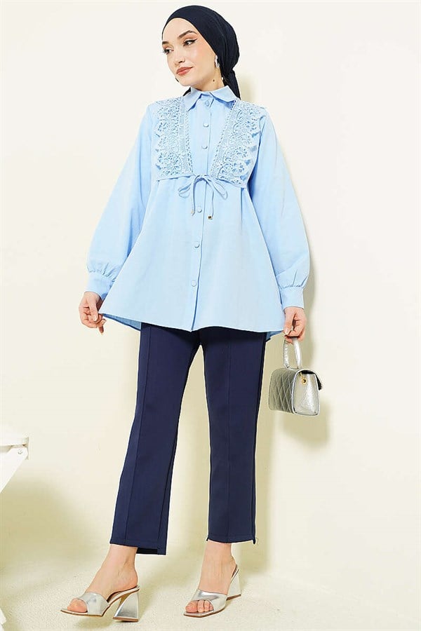 Lace-up Shirt, Blue