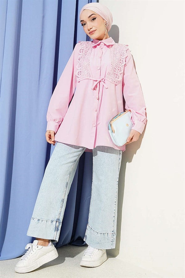 Pink Lace-Up Shirt