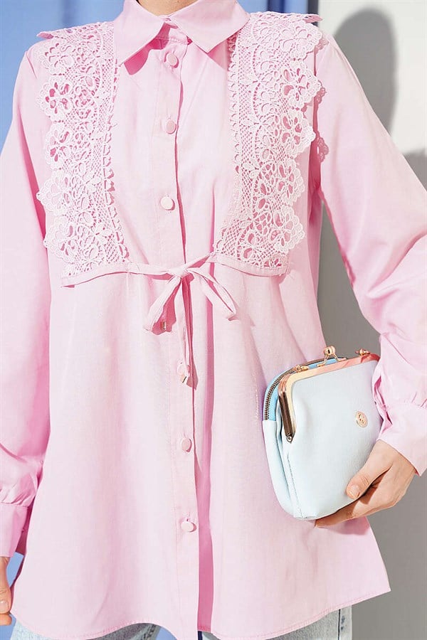 Pink Lace-Up Shirt