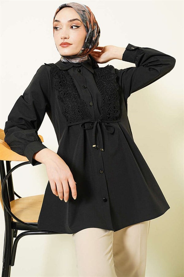 Lace-up Shirt, Black
