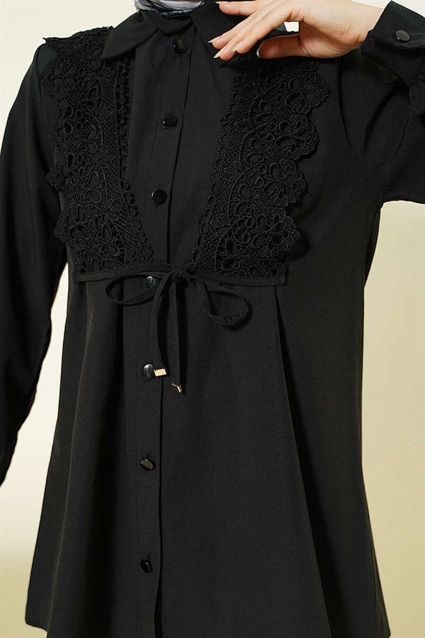 Lace-up Shirt, Black