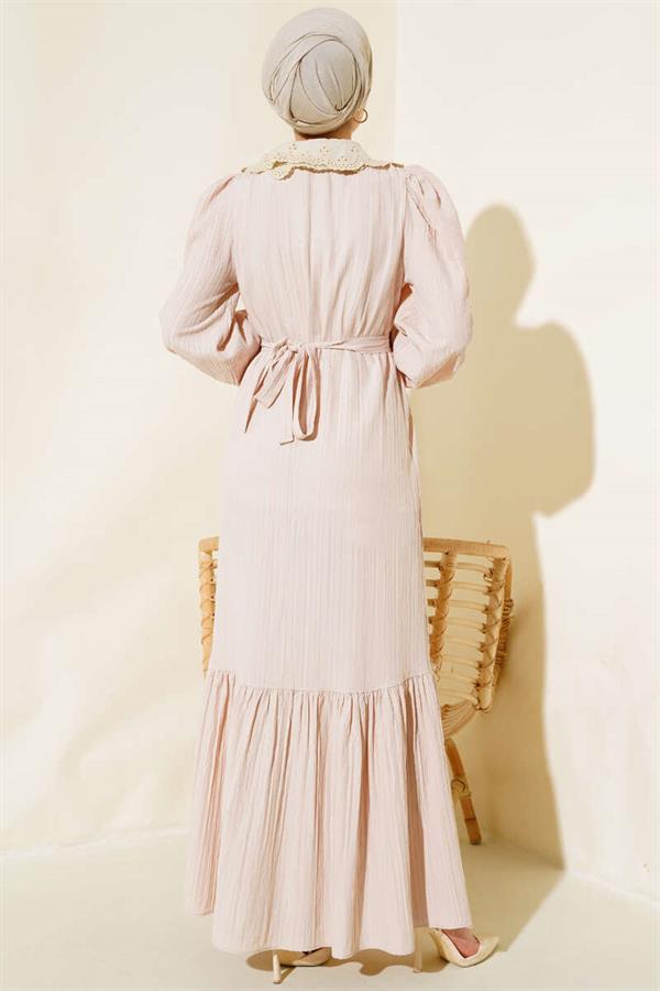 Laced Baby Collar Dress Beige