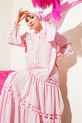 Laced Button-Down Dress Pink