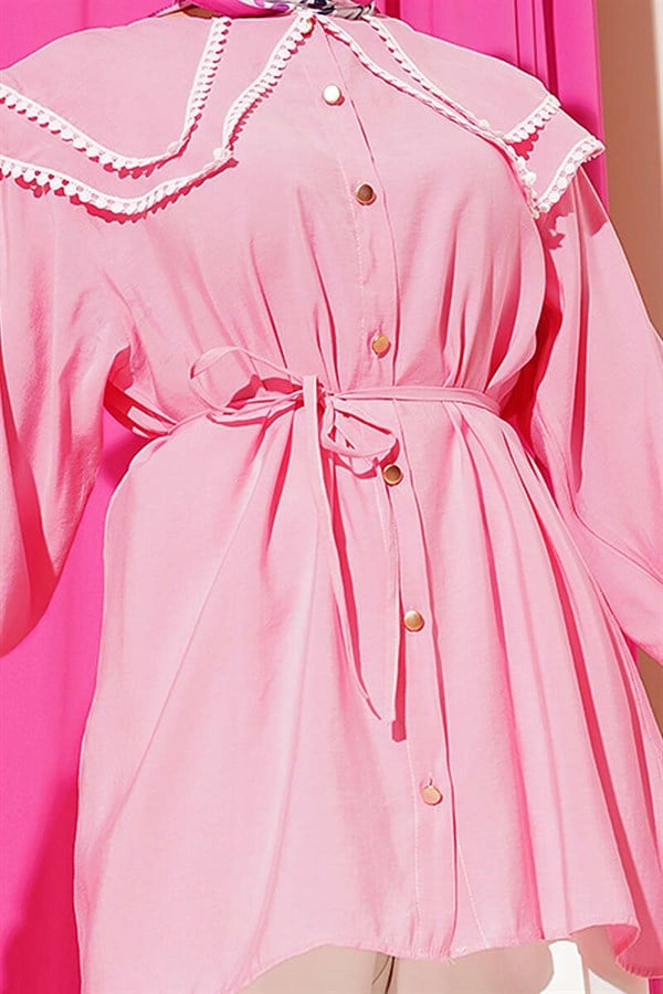 Lace Double Sailor Collar Shirt Persian Rose