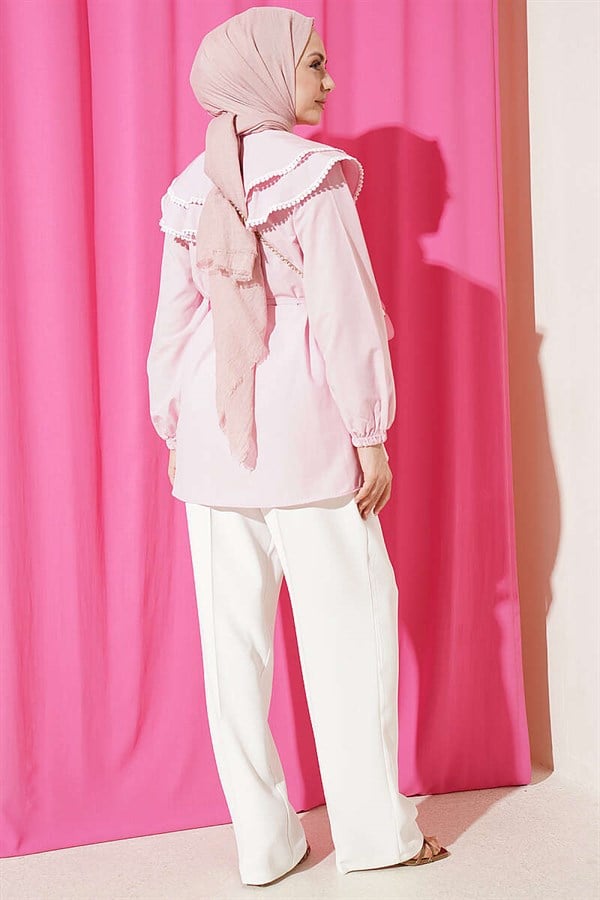 Pink Lace Double Sailor Collar Shirt