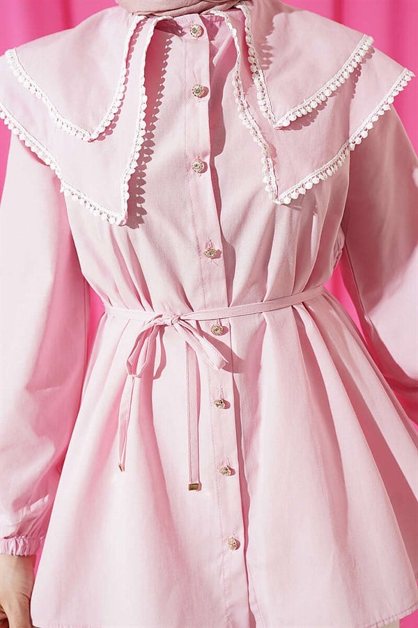 Pink Lace Double Sailor Collar Shirt