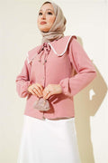Laced Sailor Collar Short Shirt Powder