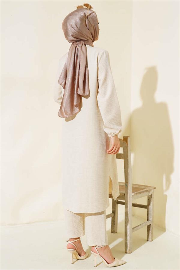 Double Breasted Button-Down Suit, Beige