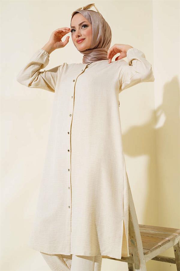 Double Breasted Button-Down Suit, Beige