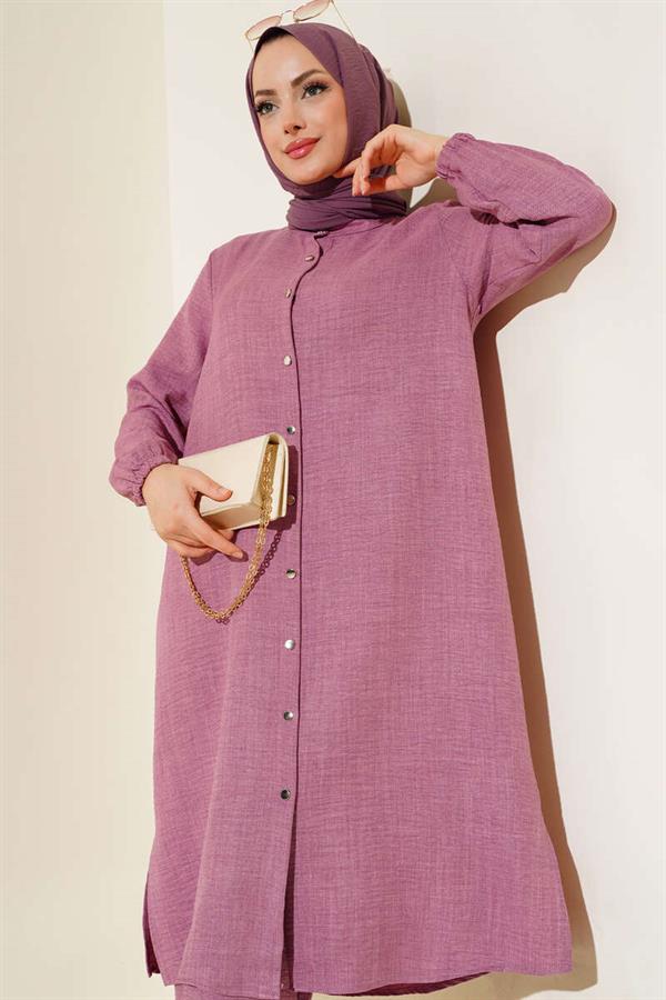 Double Breasted Button-Down Suit in Rose Color