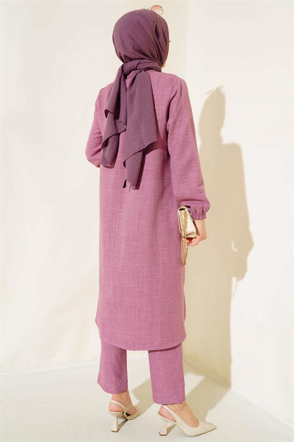 Double Breasted Button-Down Suit in Rose Color