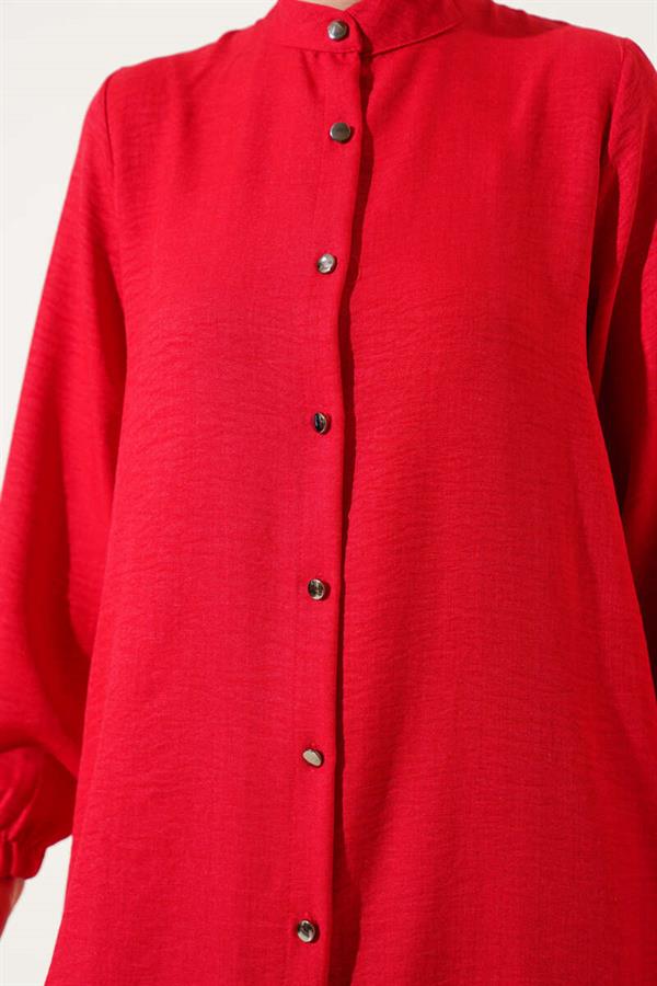 Double Breasted Buttoned 2 Piece Set Red