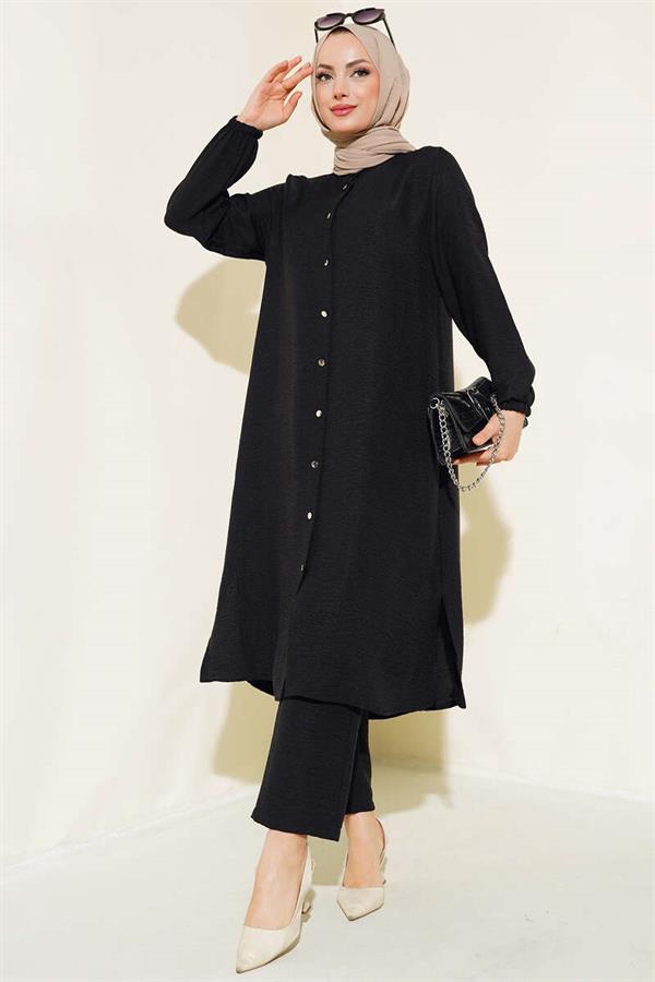 Double Breasted Button-Down Suit Black