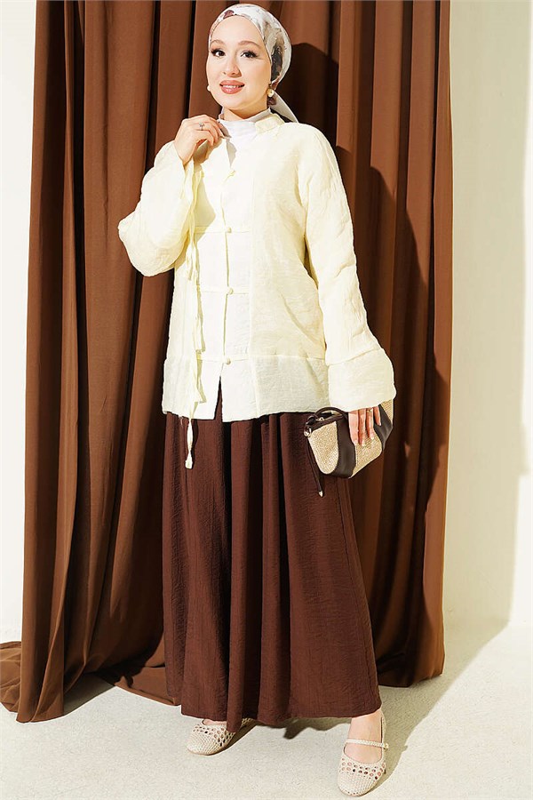 Mandarin Collar British Button-Down Shirt Yellow