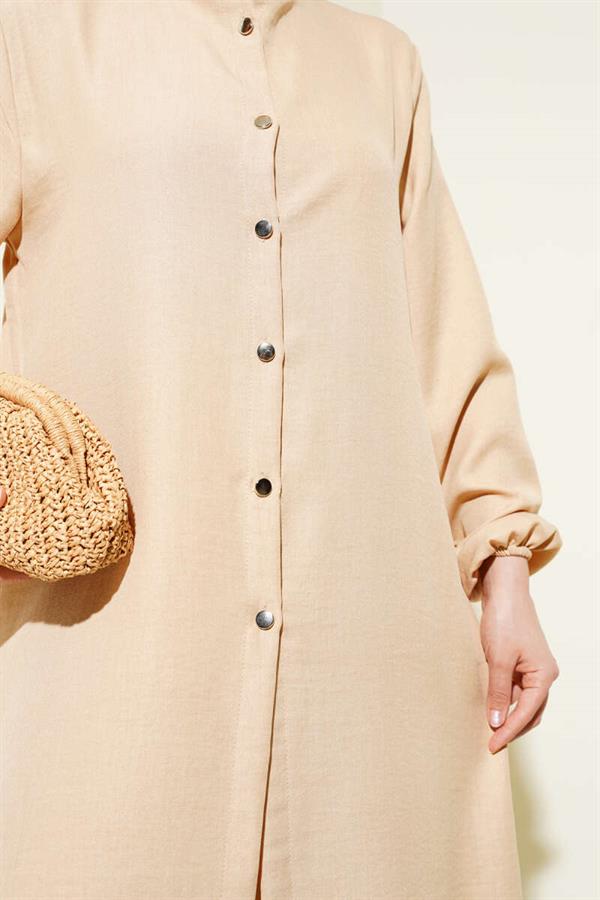 Double Breasted Buttoned 2 Piece Set Camel
