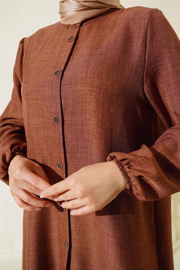 Double Breasted Buttoned Blazer 2 Piece Set Brown