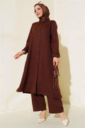 Double Breasted Buttoned 2 Piece Set Chestnut