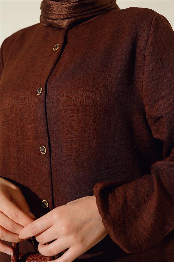Double Breasted Buttoned 2 Piece Set Chestnut