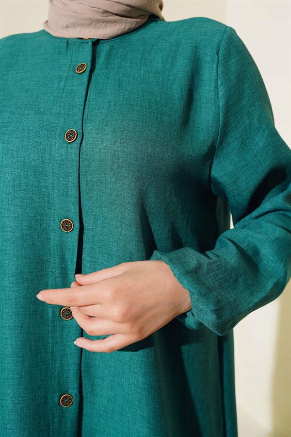 Double Breasted Buttoned 2 Piece Set Green