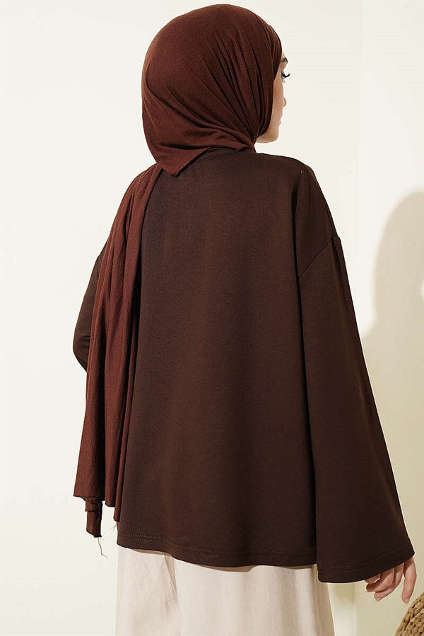 Mandarin Collar Loisha Tunic, Brown