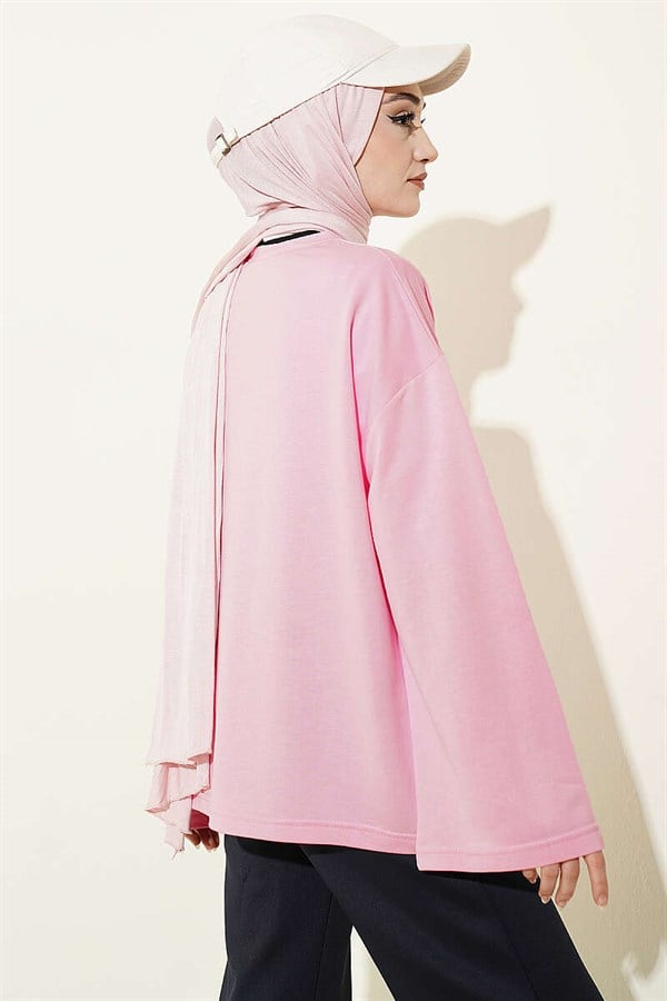 Mandarin Collar Loisha Tunic Pink