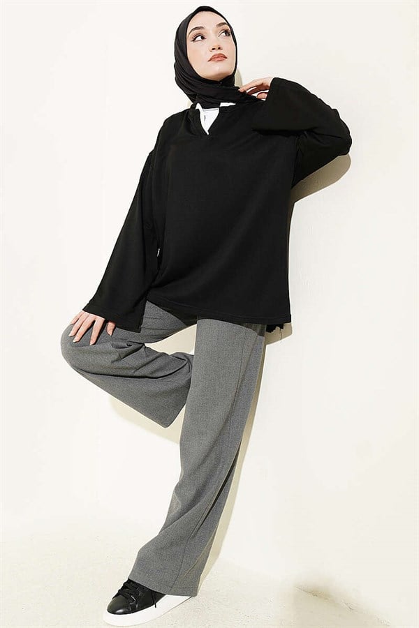 Mandarin Collar Loisha Tunic, Black