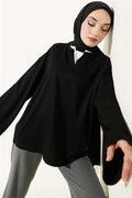 Mandarin Collar Loisha Tunic, Black