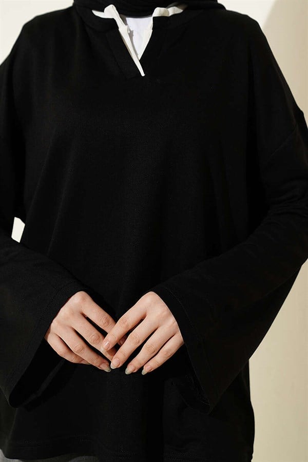 Mandarin Collar Loisha Tunic, Black