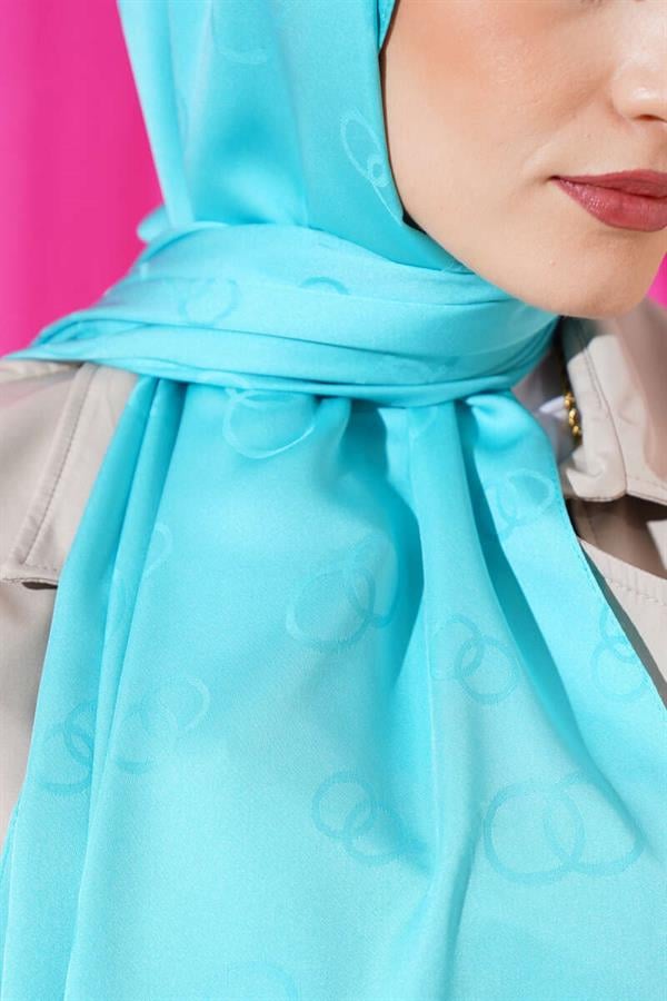 Circle Pattern Jacquard Shawl Turquoise