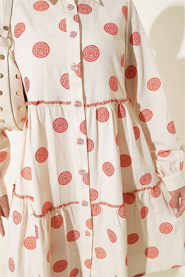 Layered Tunic with Ring Pattern, Orange