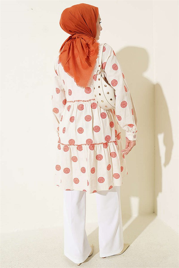 Layered Tunic with Ring Pattern, Orange