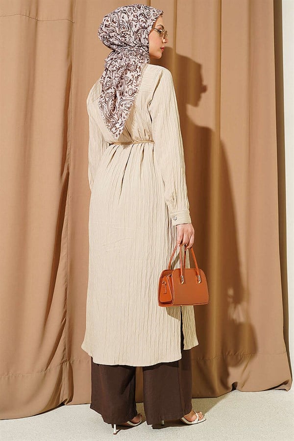 Long Straw Shirt Beige