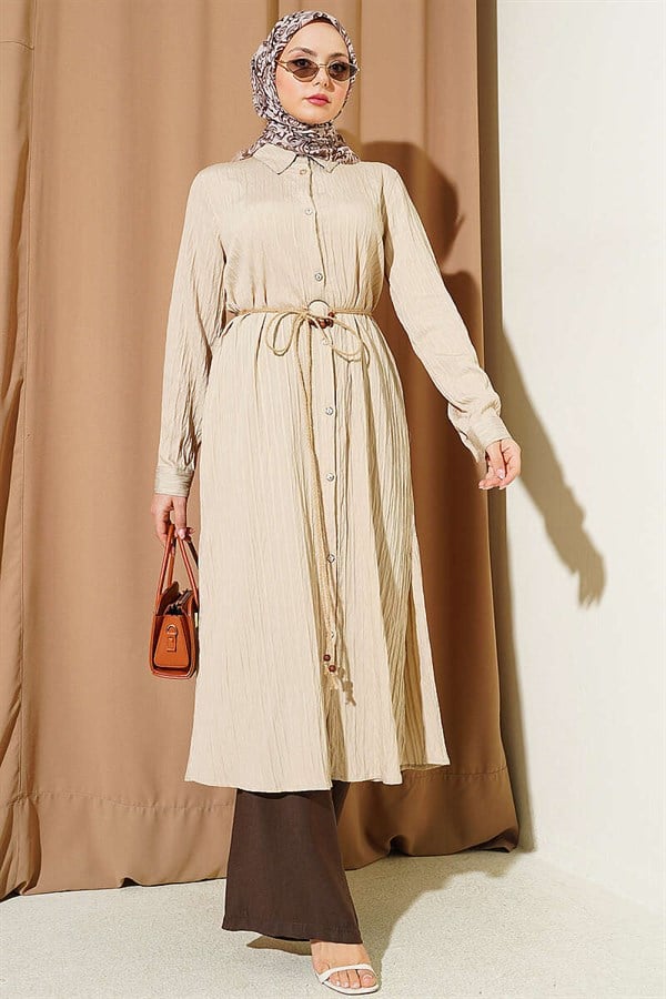Long Straw Shirt Beige