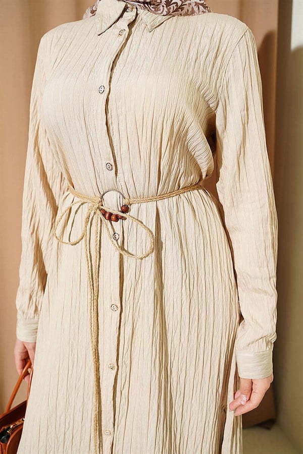 Long Straw Shirt Beige