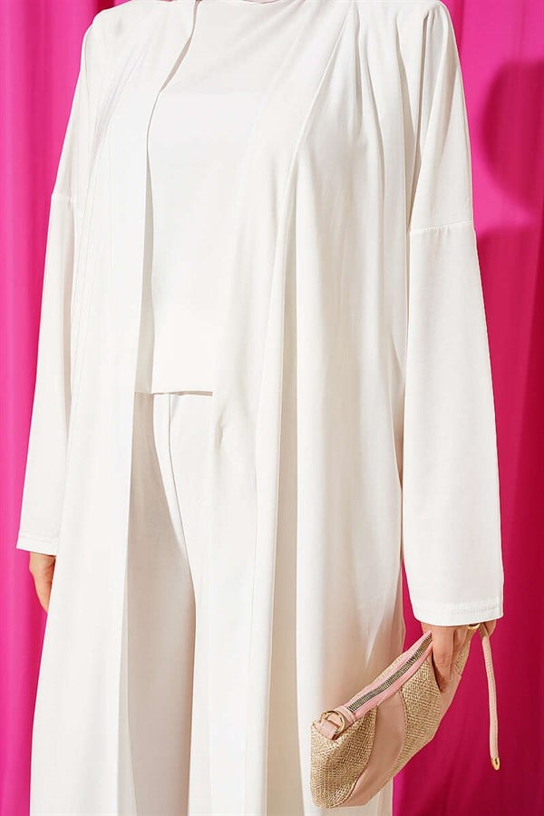 Cardigan Basic Sandy 3 Piece Set White
