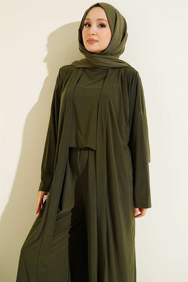 Cardigan Basic Sandy 3 Piece Set Khaki