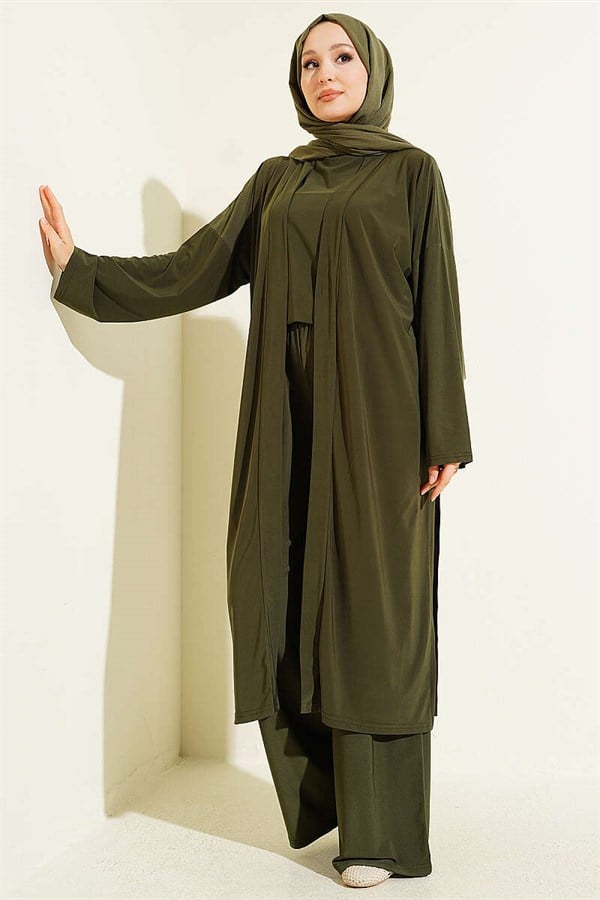 Cardigan Basic Sandy 3 Piece Set Khaki