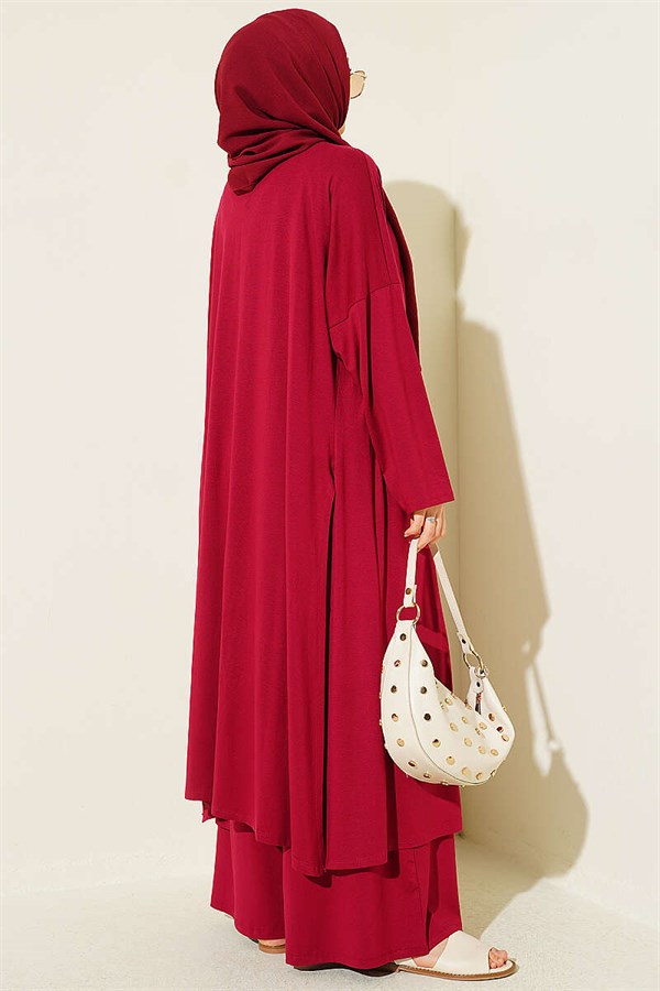 Cardigan Basic 3 Piece Set in Burgundy