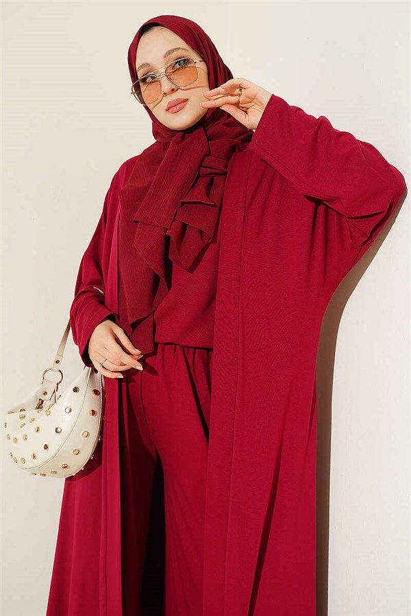 Cardigan Basic 3 Piece Set in Burgundy