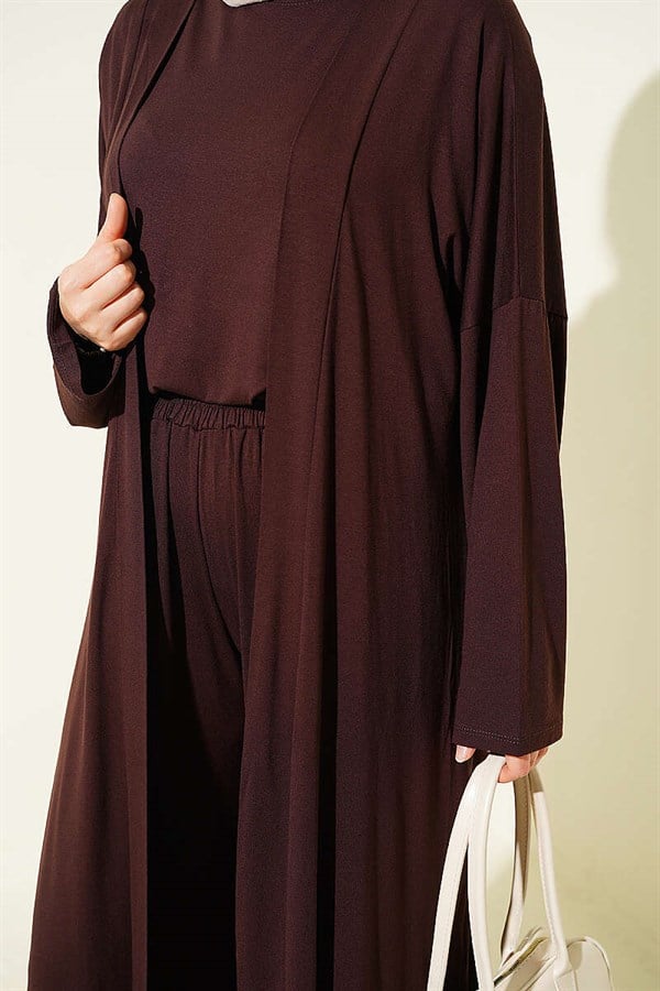 Cardigan Basic 3 Piece Set in Coffee