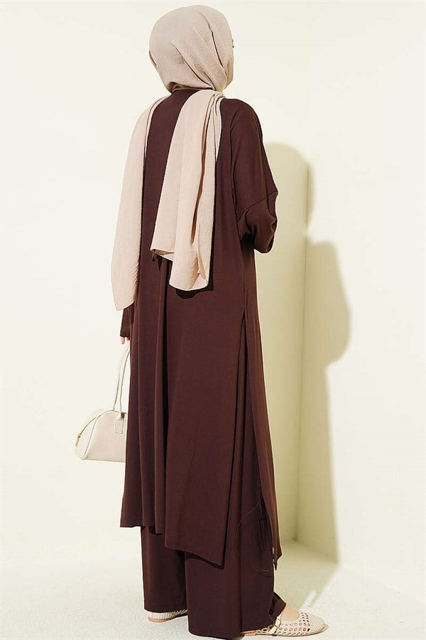 Cardigan Basic 3 Piece Set in Coffee