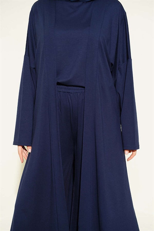 Cardigan and Basic 3 Piece Set, Navy Blue
