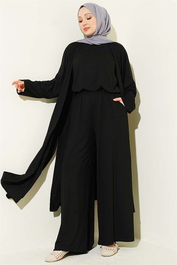 Cardigan Basic 3 Piece Set Black