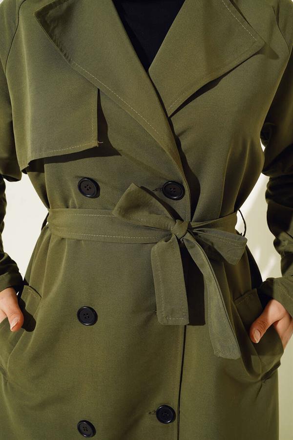 Inside Lined Belted Trench Coat Khaki