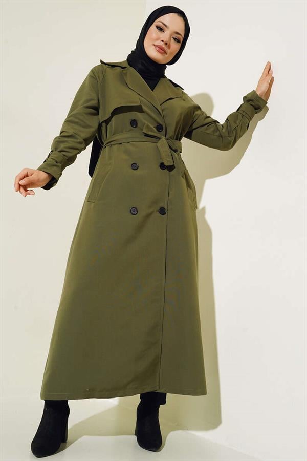 Inside Lined Belted Trench Coat Khaki