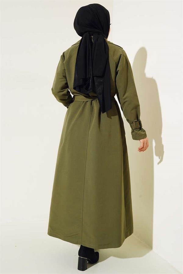 Inside Lined Belted Trench Coat Khaki