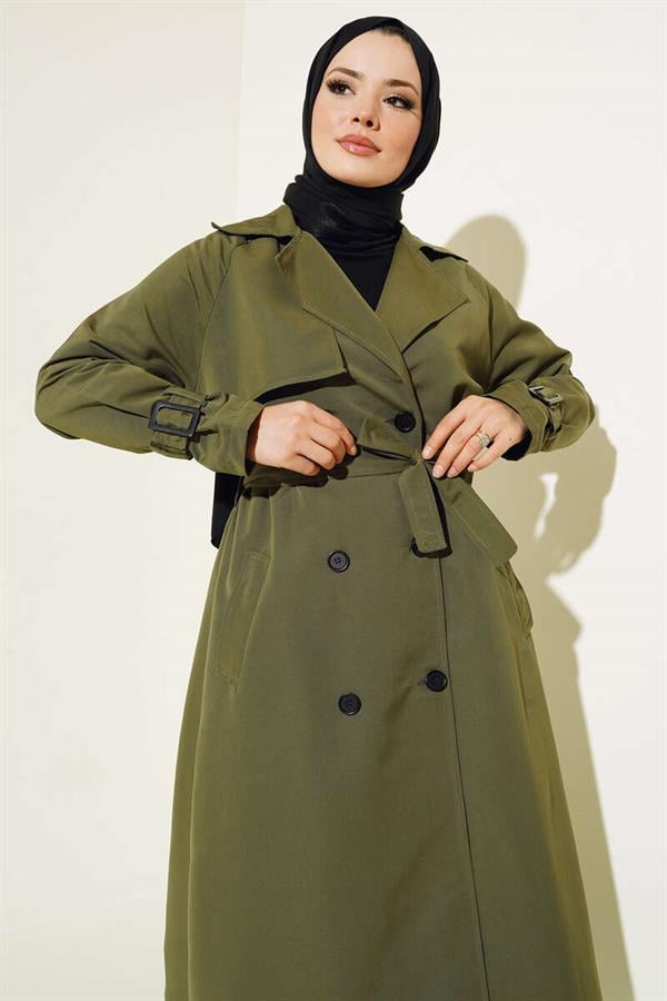 Inside Lined Belted Trench Coat Khaki