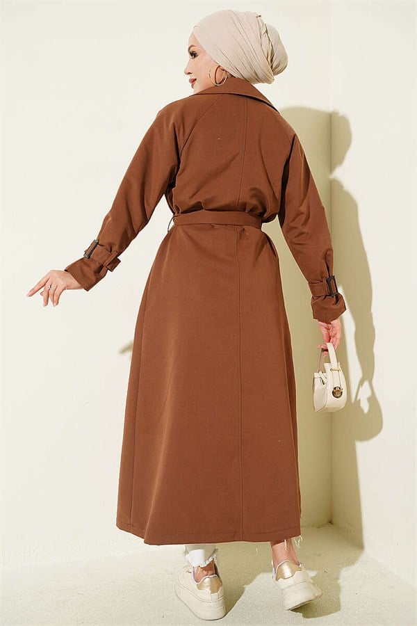 Lined Belted Trench Coat, Chestnut