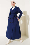 Inside Lined Belted Trench Coat Navy Blue